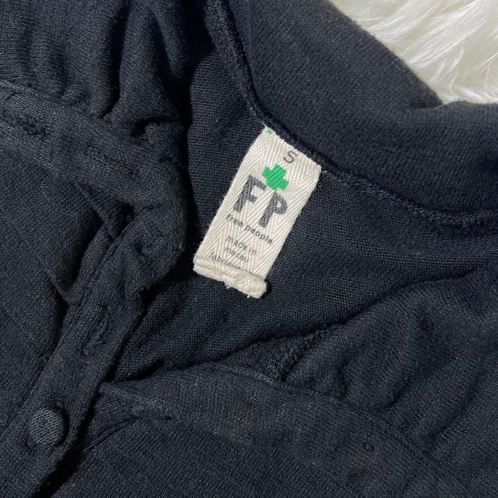EUC + Rare ✵☽Free People☾✵ VNTG Black Cotton Military Tunic Mini Dress | Small - Picture 3 of 14